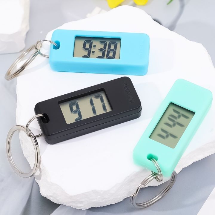 Creative Simple Rectangle Lightweight Practical Keychain Backpack Buckle Digital Watch New Delicate Luminous Silent Hangable ABS Pocket Electronic Clock Work Study Exam Supplies