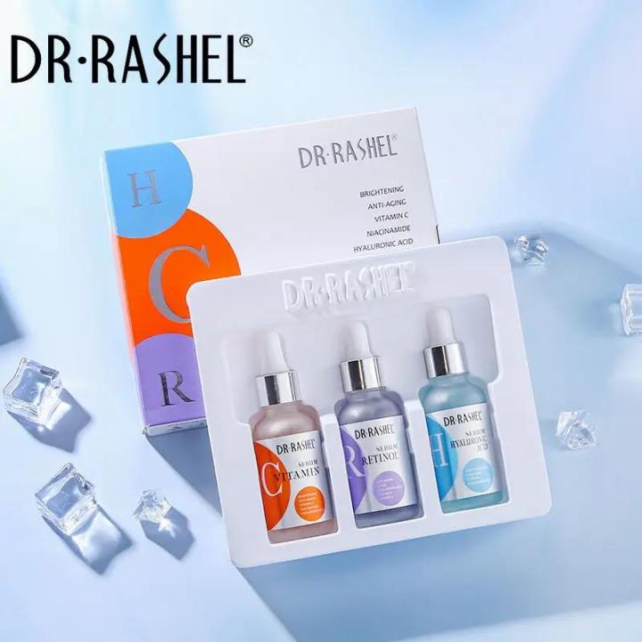 DR.RASHEL - 3 In 1 Complete Facial Serum Set Vitamin C Serum Hyaluronic Acid Serum Retinol Serum