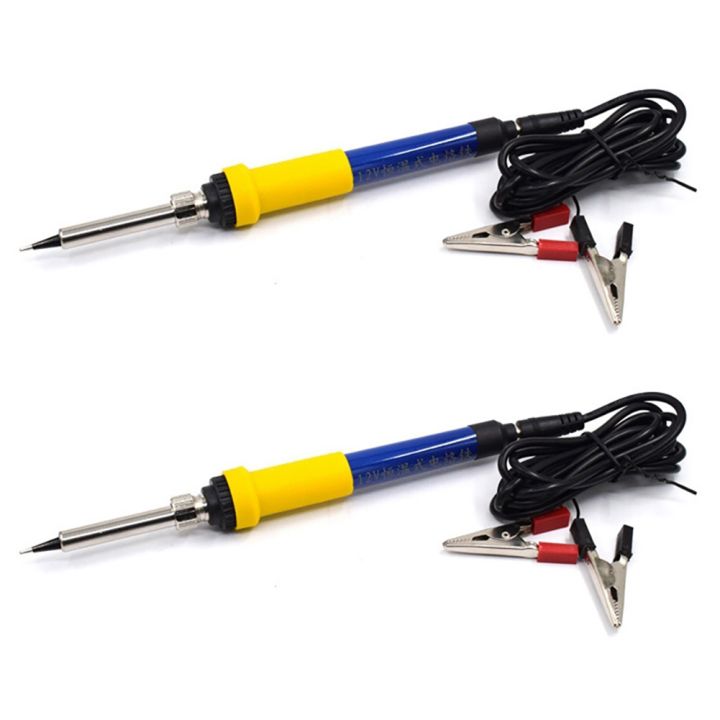 2X DC 12V Portable Soldering Iron Low-Voltage Car 60W Welding Rework Repair Tools with Aligator Cilp