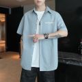 Ice Silk Short Sleeve Shirt 2024 New Men's Fashion Brand Summer Thin and All-Matching Trendy Loose and Simple Shirt Men's Casual. 