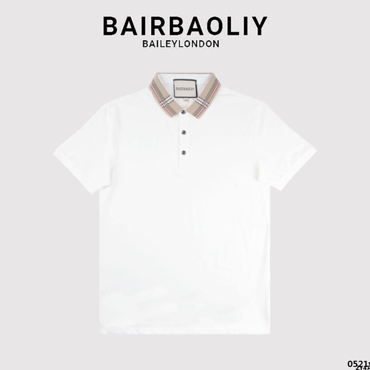 Men's affordable luxury pattern classic lapel polo strip with short sleeves BAIRBAOLIY slim high quality shirt summer fashion