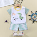 Summer New Pure Cotton Children's Short Sleeve T T-shirt Suit Infants Baby Short Sleeve Shorts Two-Piece Suit. 