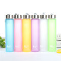 Creative Candy Color Portable Leak-Proof Water Bottles Frosted Sport Unbreakable Plastic Lemon Juice Storage Bottle Drinkware. 