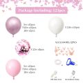 Pink Theme Birthday Party Supplies Set White Pink Balloon Garland Arch Background for Baby Shower Girl Birthday Decor. 