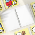 BTS Spiral Notebook A5 – BT21 Stack on Yellow | 100 Pages | Fun BTS K-pop Design. 