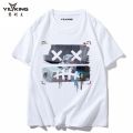 YILKING Cotton Short Sleeve T T-shirt Men's Cotton Oversized Loose-Fitting Pattern Print Trendy Brand round Neck Smiley Face T Summer T Shirt. 