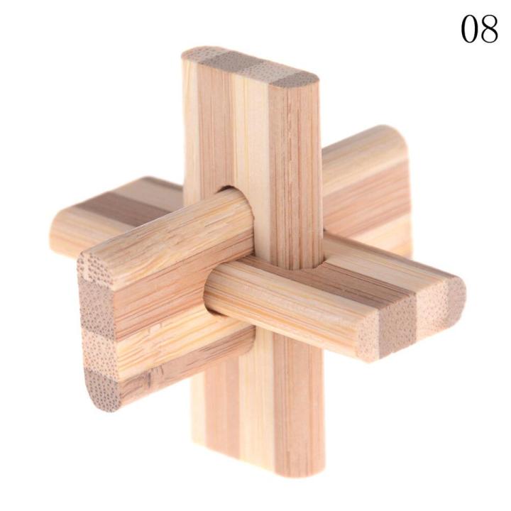 10Styles Kids Children Luban Lock Intellectual Brain Tease Game Puzzle 3D Handmade Wooden