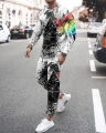 2022 spring men's sportswear set Autumn long sleeve T-shirt set colorful casual sportswear 2 piece fashion round neck Street. 