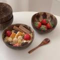12-15cm Handmade Woode Natural Coconut Bowl And Spoon Set Fruit Salad Rice Bowl Creative Coconut Shell Bowl Kitchen Tableware. 