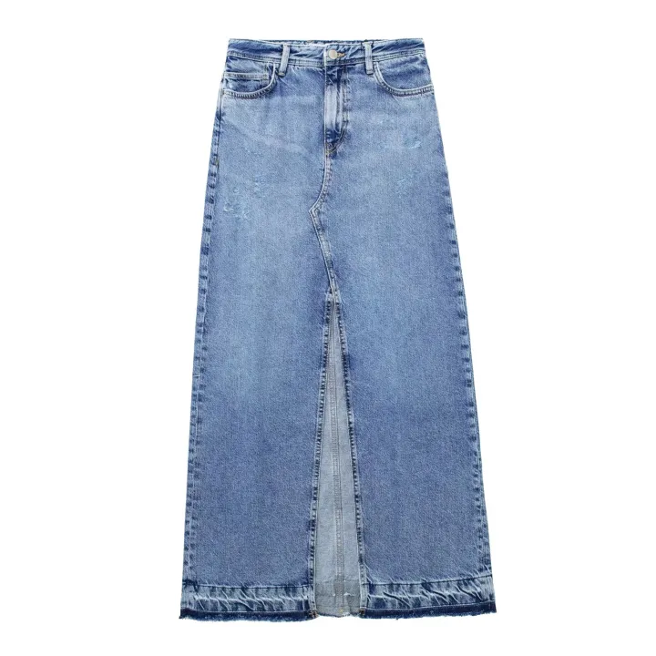 Gotoola%202023%20New%20Women's%20High%20Waist%20Slit%20Design%20Denim%20Skirt%20Long%20Skirt%20Buttons%20Pockets%20Ankle%20Length%20Denim%20Skirt%20-%20Image%202