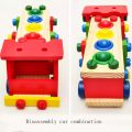 Children's Wooden Disassembly Assembly Engineering Car Nut Car Screw Toy Variety Combination Shape Building Blocks Toys. 