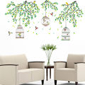 Three Cages Green Leaf with bird Flower Border Wall Decoration Sticker TV Frame Sticker Kitchen Living Room Decoration Star Room Deco wall stickers Stars Tree Wedding nursery decorative. 