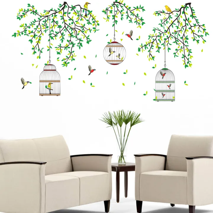 Three%20Cages%20Green%20Leaf%20with%20bird%20Flower%20Border%20Wall%20Decoration%20Sticker%20TV%20Frame%20Sticker%20Kitchen%20Living%20Room%20Decoration%20Star%20Room%20Deco%20wall%20stickers%20Stars%20Tree%20Wedding%20nursery%20decorative%20-%20Image%207