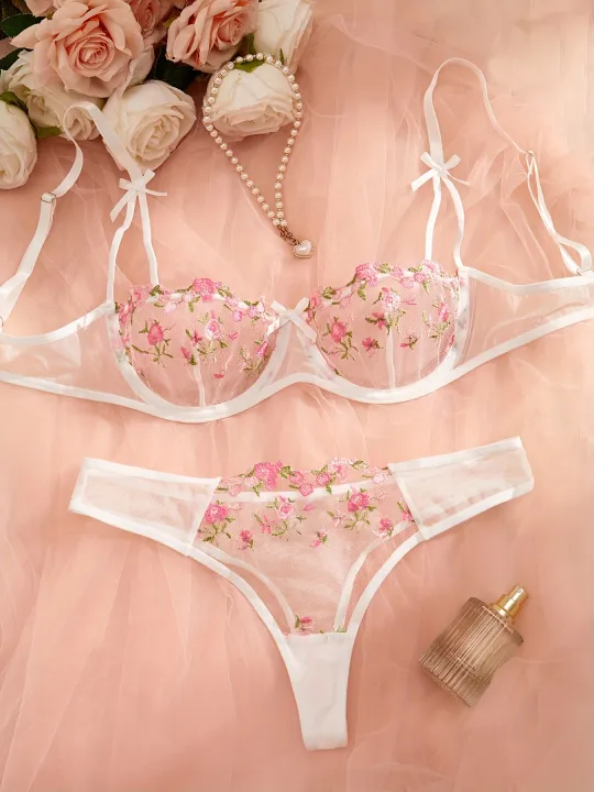 Floral%20Embroidery%20Lingerie%20Set,%20Mesh%20Unlined%20Bra%20&%20Mesh%20Panty,%20Women's%20Lingerie%20&%20Underwear%20-%20Image%208