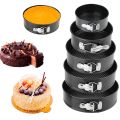 Round Shaped Spring Form Cake Baking Pan/Mould/Tray - 5 Pcs  5 Pcs Kitchen Cake Baking Pan Round Shape Non-Stick Cake Mold Steel Pan Set Removable Bottom Cake Decorating Tools. 