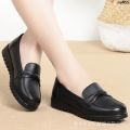 Mother's Cowhide Middle-Aged and Elderly People's Shoes Work Shoes Women's Single Comfortable Genuine Leather Spring and Autumn Shoes for the Old Soft Soled Flats Non-Slip Leather Shoes [. 