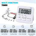 3X Kitchen Timer,Egg Timer with Clock,Digital Timer Stopwatch with LCD Loud Alarm for Cooking,Baking, Sports,Learning. 