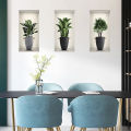 3 Sheets Green Plant Potted Plant Wall Sticker 3D False Window Wall Decals SEVICH. 