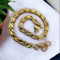 BOOM Gold plated stylish rich look 4 mm Singapore design bracelet with crosscut for girl and women.. 