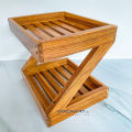 2 Tier Kitchen Storage Rack Nadun Wood Organizer Cupholder Spice Rack Tea Corner Rack for Countertop, 32x25x27 cm. 