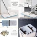 Floor Mop with Bucket, Flat Squeeze Mop Bucket System Cleaning Supplies 360° Flexible Mop Head/2 Reusable Pads Home Floor Cleaner Mops Extended Stainless Steel Handle Mops for Home. 