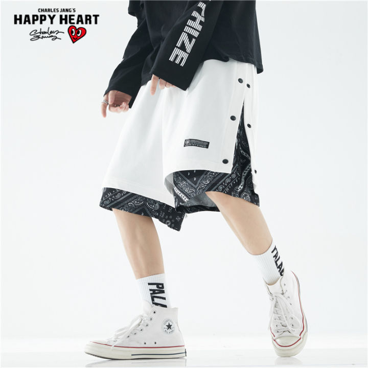 Charles%20Peach%20Heart%20Shorts%20for%20Men%20Sports%20Fashion%20Loose%20Paisley%20Two-Piece%20Breasted%20Summer%20Leisure%20Cropped%20Pants%20-%20Image%202