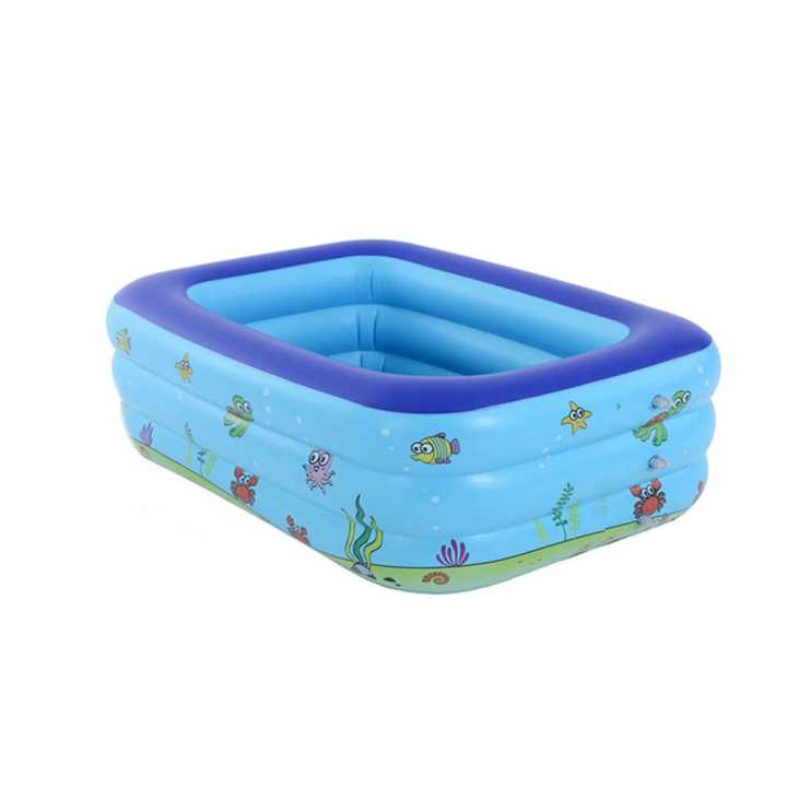 3 Rings Inflatable Rectangular Baby & Kids Swimming Pool 130x90x48
