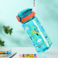 Leaky Summer Drinking Bottle Straw Cup Kids Waterproof Bottle Cartoon Animal 600ml Portable Safety Lock for Outdoor Camping Trip. 