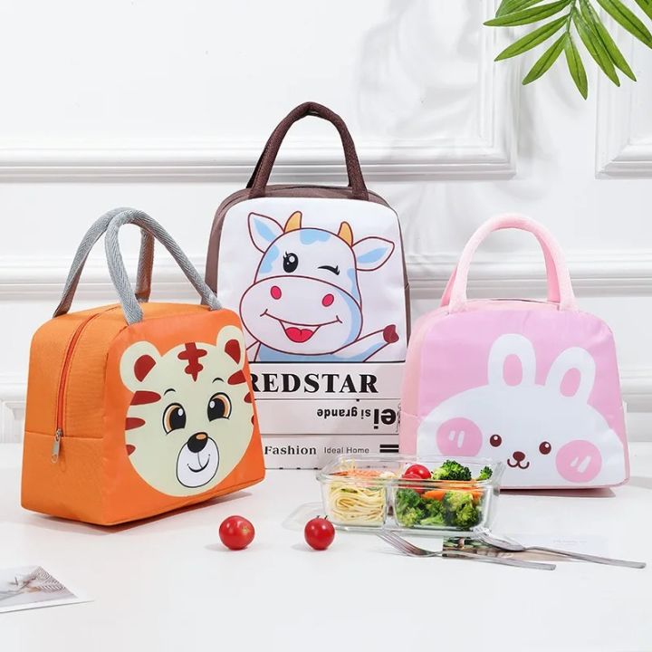 Lunch Bag Cartoon Animal Stereo 3D Storage Bags For Children Outdoor Picnic Lunch Box Hang Bag Insulation Waterproof Kids Tote