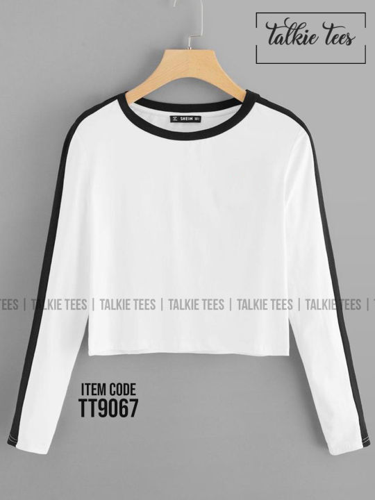 White%20Reglan%20Sleeve%20Black%20Contrast%20Lined%20Women%20Crop%20Top%20T%20Shirts%20%7C%20Tt9067%20,%20crop%20top%20for%20women%20-%20Image%204
