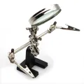 Helping Third Hand Tool Soldering Stand With Welding Magnifying Glass 2 Alligator Clips 360 Degree Rotating Adjustable. 