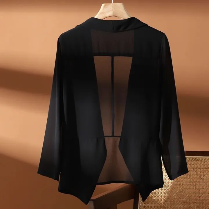 %E3%80%90Hot%20ticket%E3%80%91%20Women%20Blazers%20New%20Summer%20chiffon%20cardigan%20short%20shawl%20thin%20shirt%20sun%20protection%20solid%20color%20suit%20coat%20-%20Image%204
