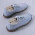 【ALLGOOD】Spring Women Flat Shoes  Handmade Sewing   Cow-muscle Soft Bottom Daily  Up Women Casual Shoes. 