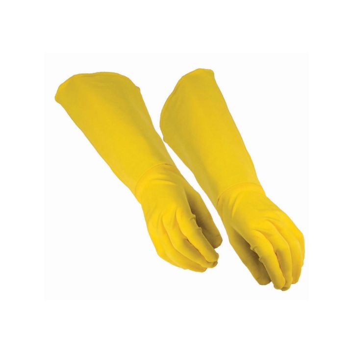 Elbow Hand Gloves Yellow, Rubber Hand Protection Gloves