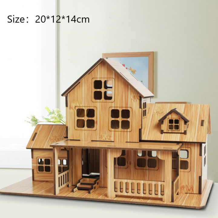 3D Wooden Puzzle Jigsaw Architecture DIY House Villa Kids Boys