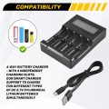 18650 Battery Charger, LCD Display Speed Batteries Charger with 4 Bay Discharge Function for Rechargeable 3.7V Li-Ion Batteries. 