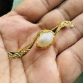 ESH Gold plated Stylish white pearl agasthi Kandiyan saree Brooch / Saree Pin For Women. 