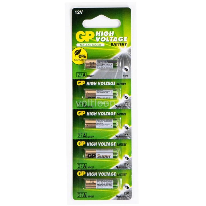 GP Super 27A 12V Alkaline Battery Alarm Remote Batteries - Pack of 5 Pieces