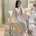 Artificial Cotton Nightdress Women's Summer Dress 2024 New Pajamas Artificial Cotton Pregnant Women Outwear Pajamas Long. 