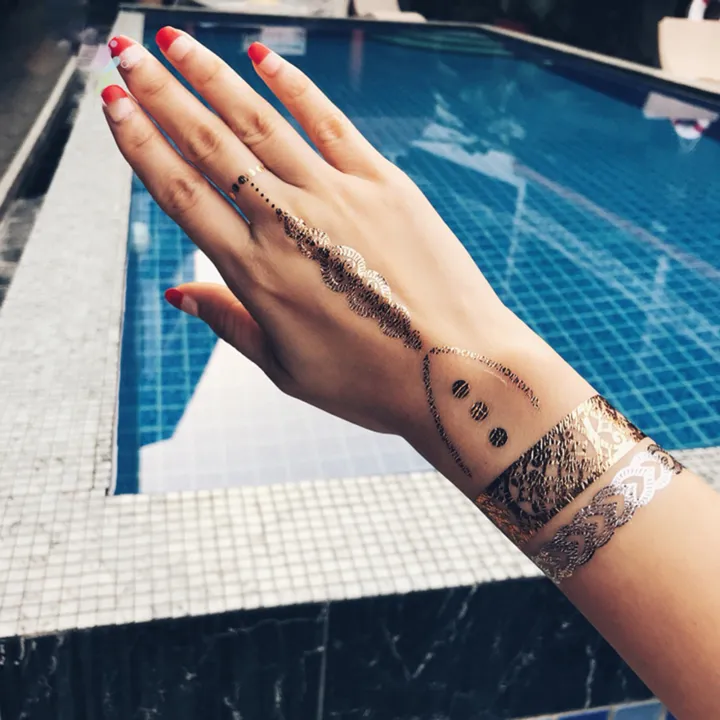Waterproof%20Bracelet%20Pattern%20Golden%20Metallic%20Transfer%20Tattoo%20Sticker%20for%20Body%20Art%20-%20Image%204