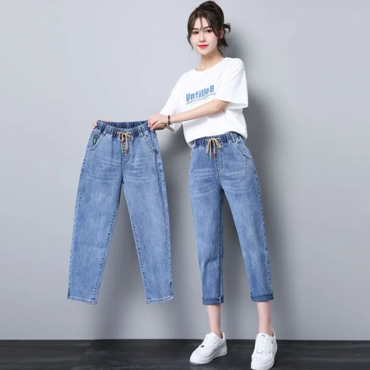 Women's%20Elastic%20Waist%20Jeans%202024%20Spring%20and%20Summer%20New%20Light%20Blue%20Small%20Dad%20Harem%20Pants%20-%20Image%207
