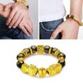 【ALLGOOD】Feng Shui Prosperity PiXiu Obsidian Bracelet Carved Mantra Bead Gold Coin Dice Bracelet PiXiu/PiYao Attract Wealth Good Luck Wristband Jewellery. 