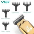 VGR V-927 Professional Cordless Rechargeable Hair Trimmer with USB Charging Cable, LED Display, Precision blade, On/Off Button, 4 Guide Combs for men Runtime: 60 minutes, Gold. 