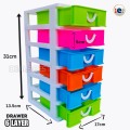 6 In 1 Small Drawer 6 Layer Plastic Multicolor Storage Box For Medicine, Stationary, Cosmetics, Money, Jewelry And Other Small Items (Dimension : 31cm x 17cm x 13.5cm). 