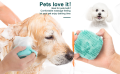 Dog Bath Brush, Pet Massage Brush Shampoo Dispenser, Soft Silicone Brush Rubber Bristle for Dogs and Cats Shower Grooming. 