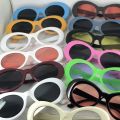 Bold Retro Oval Mod Thick Frame Sunglasses Clout Goggles with Round Lens 51mm. 