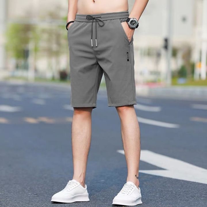 Summer%20Thin%20Ice%20Silk%20Leisure%20Shorts%20Men's%20Loose%20Sports%20Straight%20Pirate%20Shorts%20Men's%20Trendy%20All-Matching%20Summer%20Cropped%20Pants%20-%20Image%202