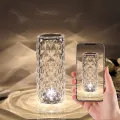 USB Rechargeable Rose Diamond Lamp for Bedside Acrylic LED Touch Table Light 3D Projection 16 Colors Night Lights Crystal Table Lamp. 