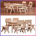 Wood Dollhouse Table Chair Doll Accessories 1:12 Scale Miniature Stool Bench Gift Mini Furniture Mini Dinning Table Dollhouse. 