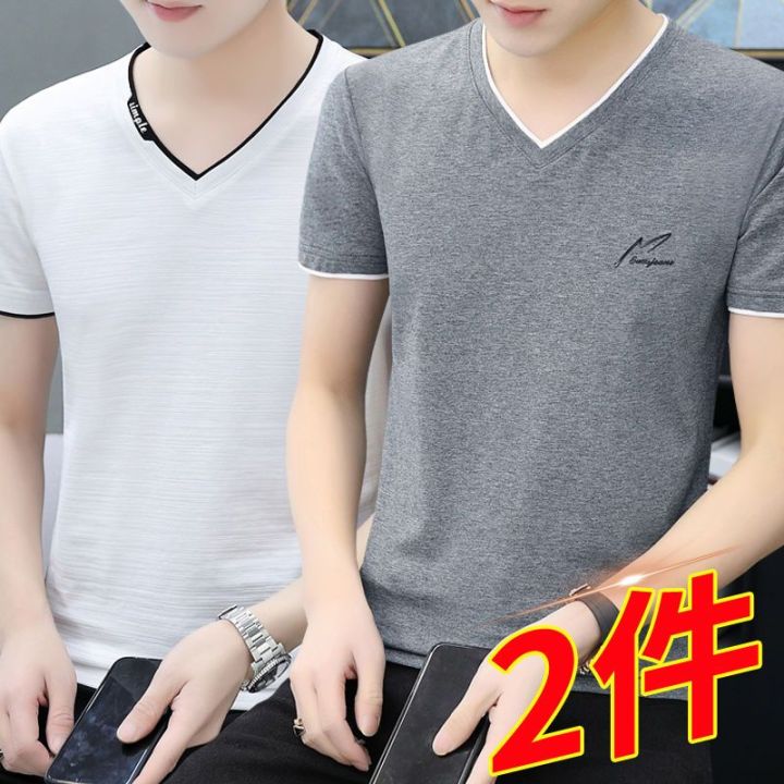 Cotton%20Short%20SleeveTMen's%20T-shirtVCollar%20Ice%20Silk%20Ice%20Feeling%20Clothes%20Fashion%20Trend2023Summer%20T-shirt%20Men's%20Elbow-Sleeved%20Top%20-%20Image%206